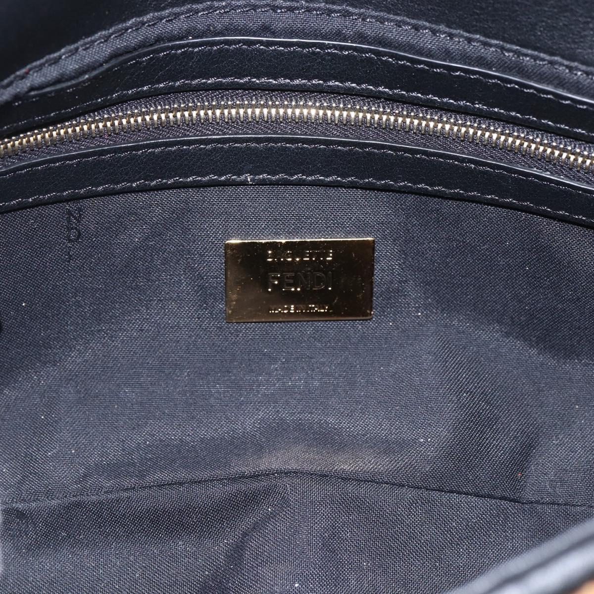FENDI Zucca Canvas Mamma Baguette Shoulder Bag Fur Black Brown Auth 169591SM