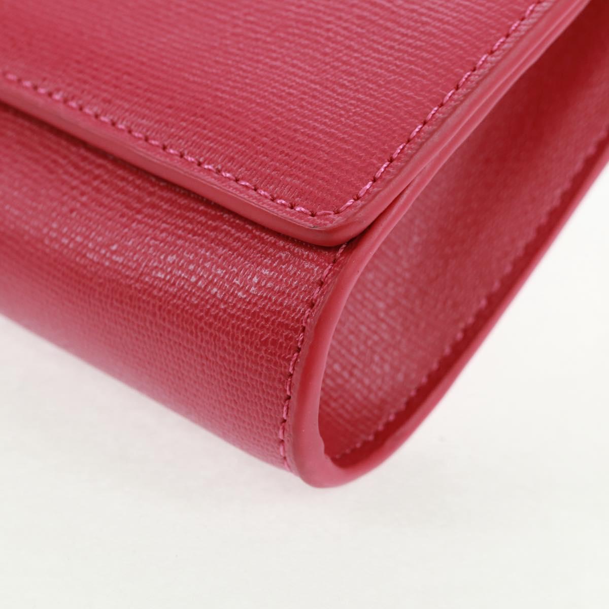 SAINT LAURENT Y line Clutch Bag Leather Pink Gold Auth 169595V