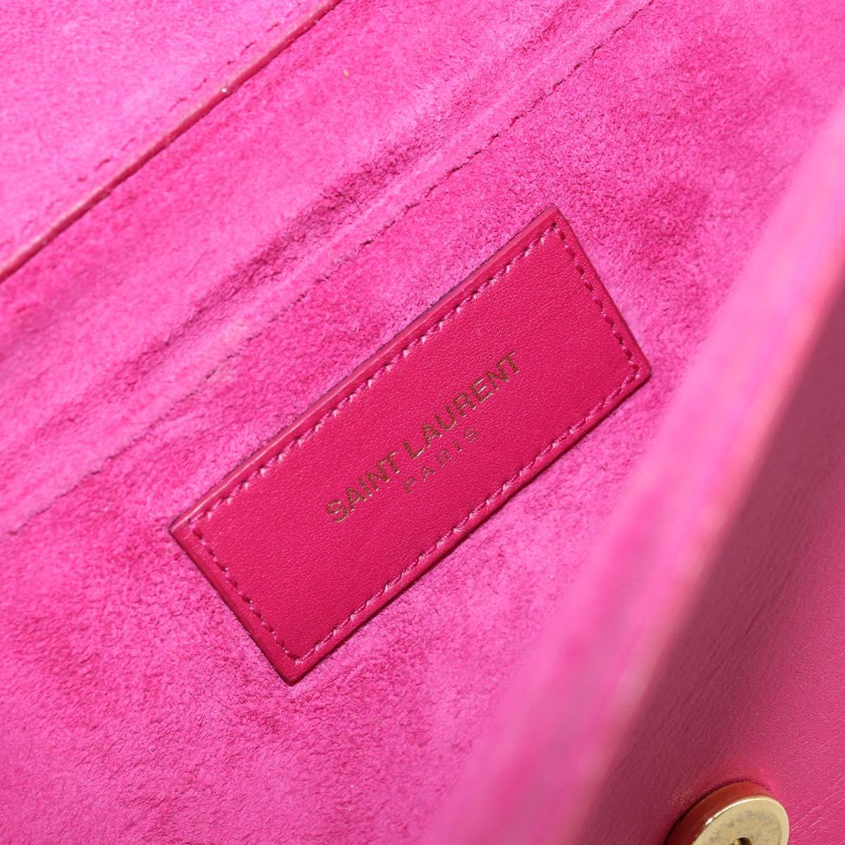 SAINT LAURENT Y Line Clutch Bag Leather Pink Gold 311213 Auth 169599V
