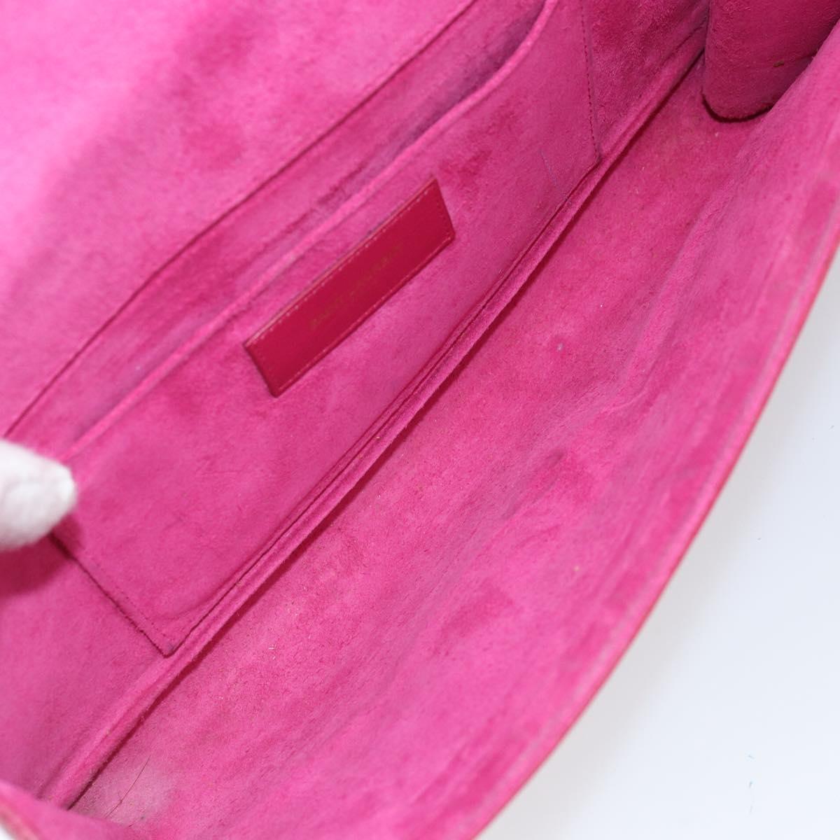 SAINT LAURENT Y Line Clutch Bag Leather Pink Gold 311213 Auth 169599V