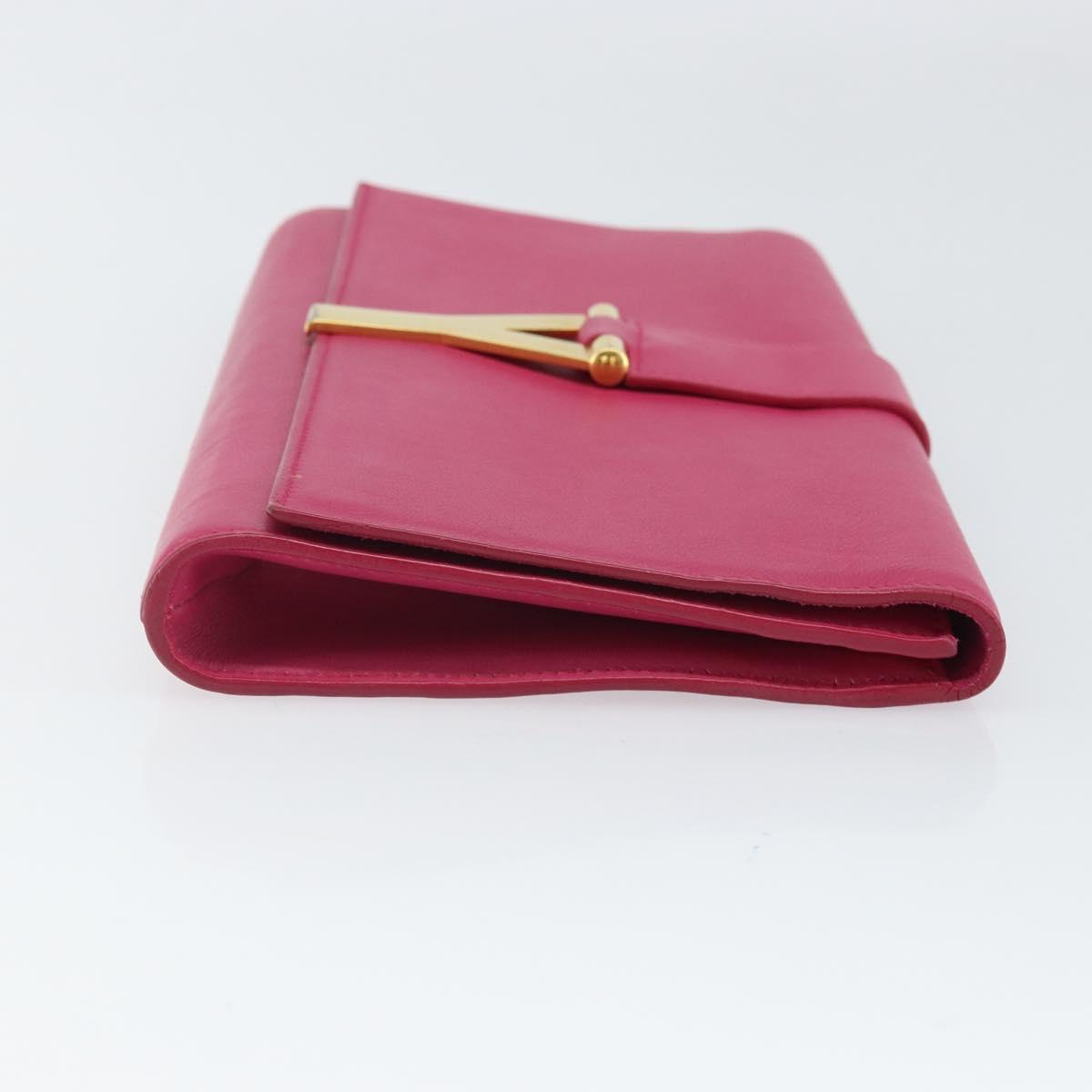 SAINT LAURENT Y Line Clutch Bag Leather Pink Gold 311213 Auth 169599V
