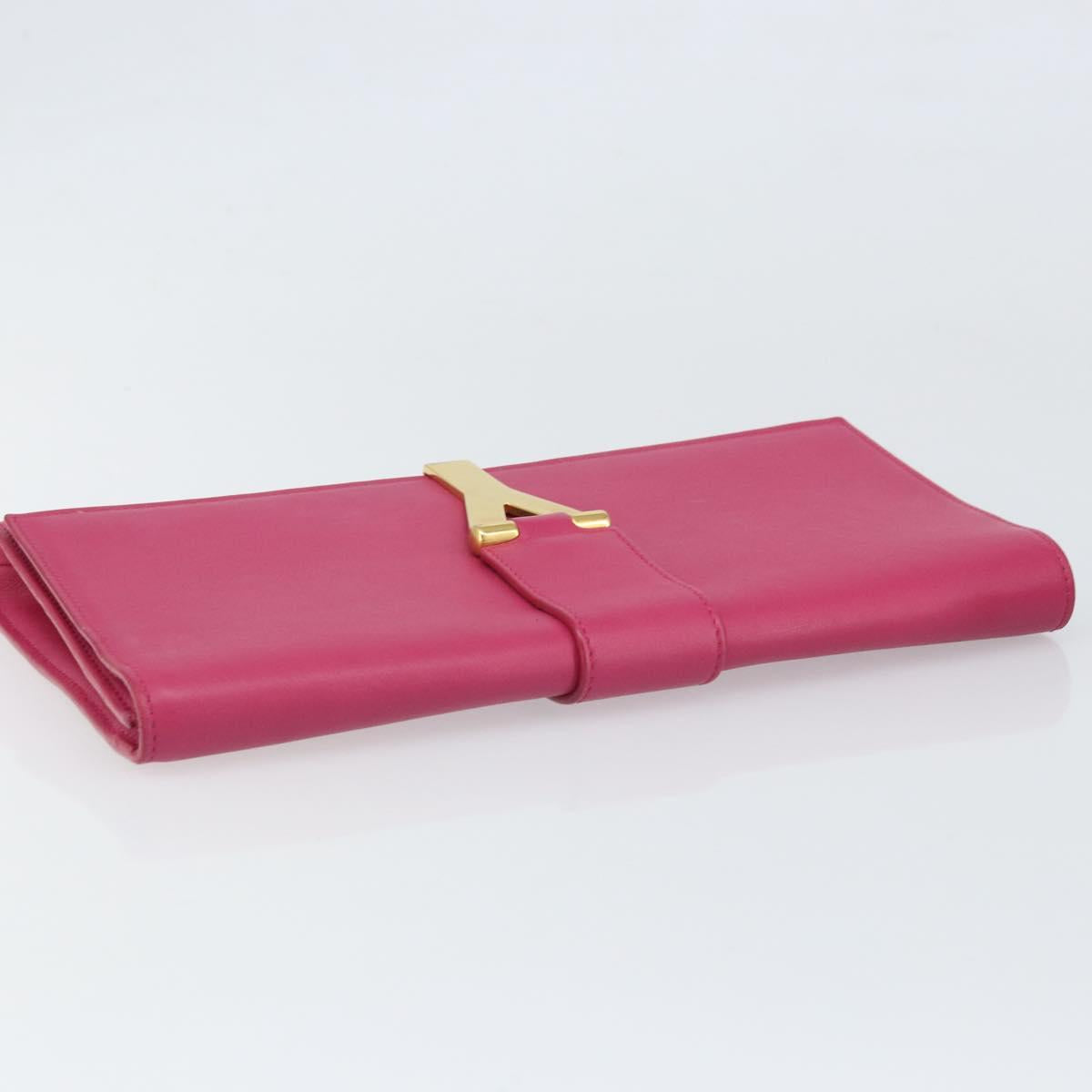 SAINT LAURENT Y Line Clutch Bag Leather Pink Gold 311213 Auth 169599V