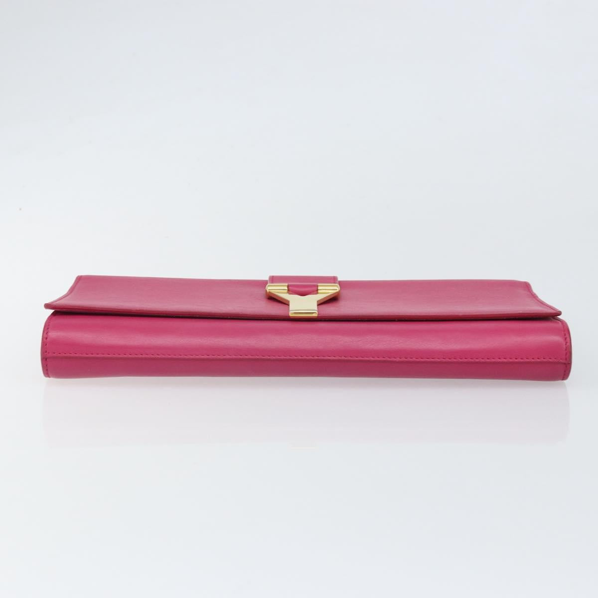 SAINT LAURENT Y Line Clutch Bag Leather Pink Gold 311213 Auth 169599V