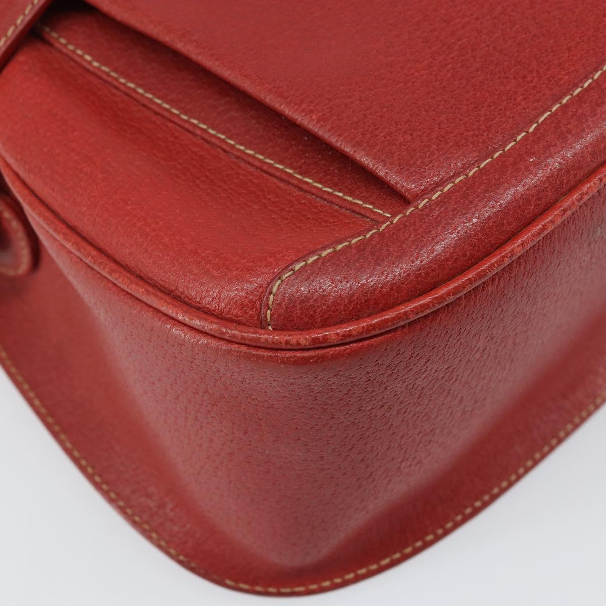GUCCI Shoulder Bag Leather Red Gold 001 406 1339 Auth 169601