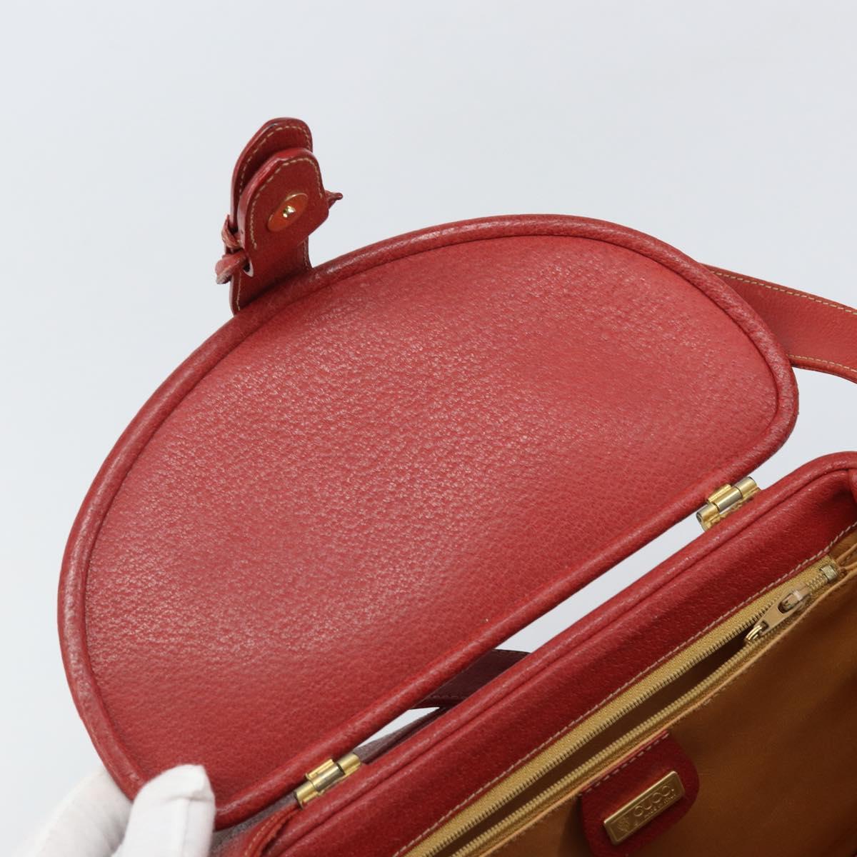 GUCCI Shoulder Bag Leather Red Gold 001 406 1339 Auth 169601