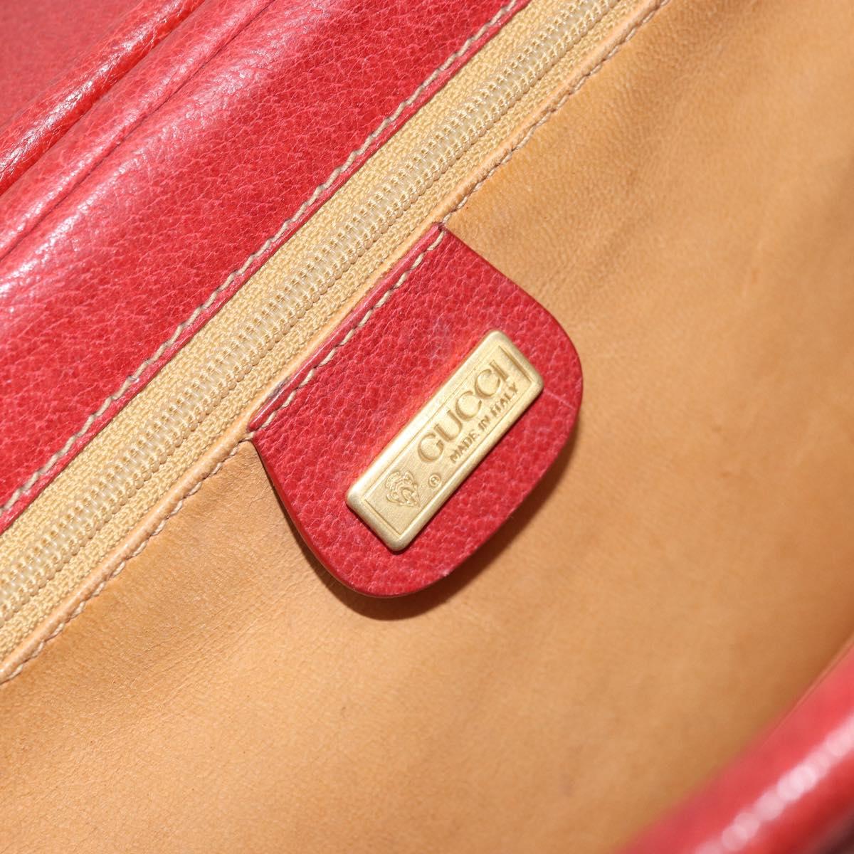 GUCCI Shoulder Bag Leather Red Gold 001 406 1339 Auth 169601