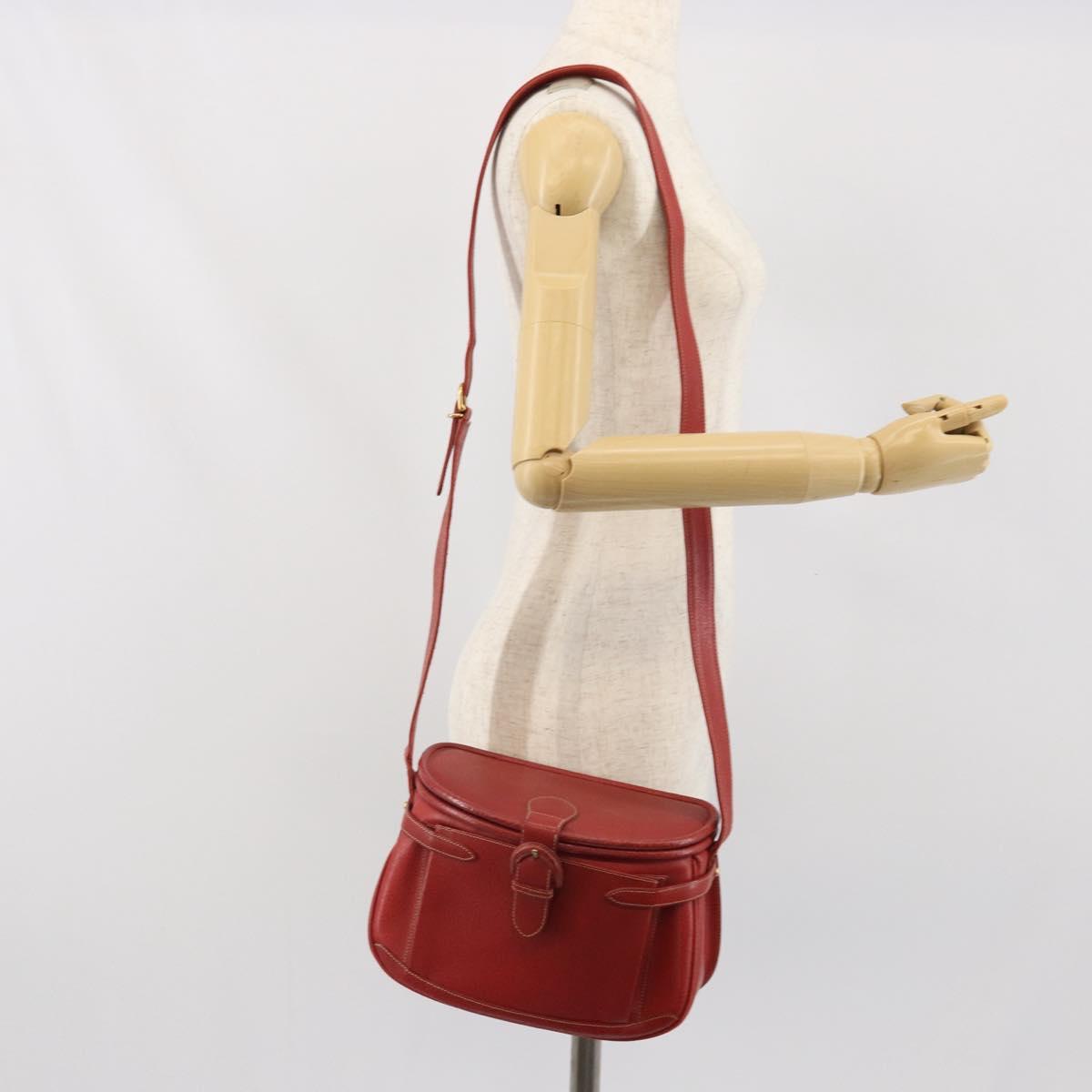 GUCCI Shoulder Bag Leather Red Gold 001 406 1339 Auth 169601