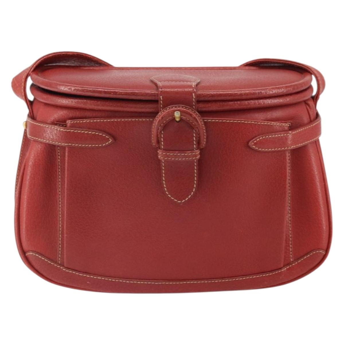 GUCCI Shoulder Bag Leather Red Gold 001 406 1339 Auth 169601