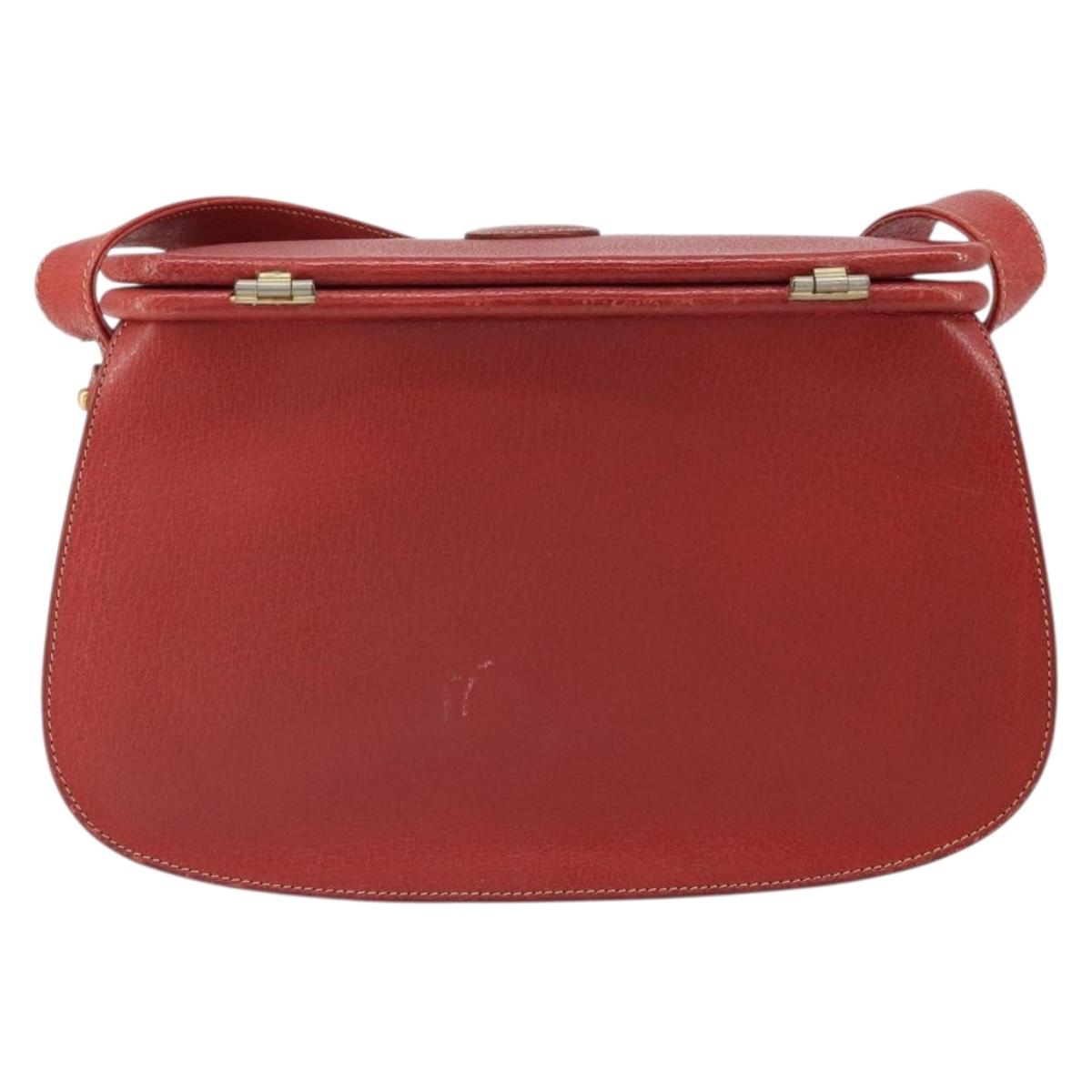 GUCCI Shoulder Bag Leather Red Gold 001 406 1339 Auth 169601