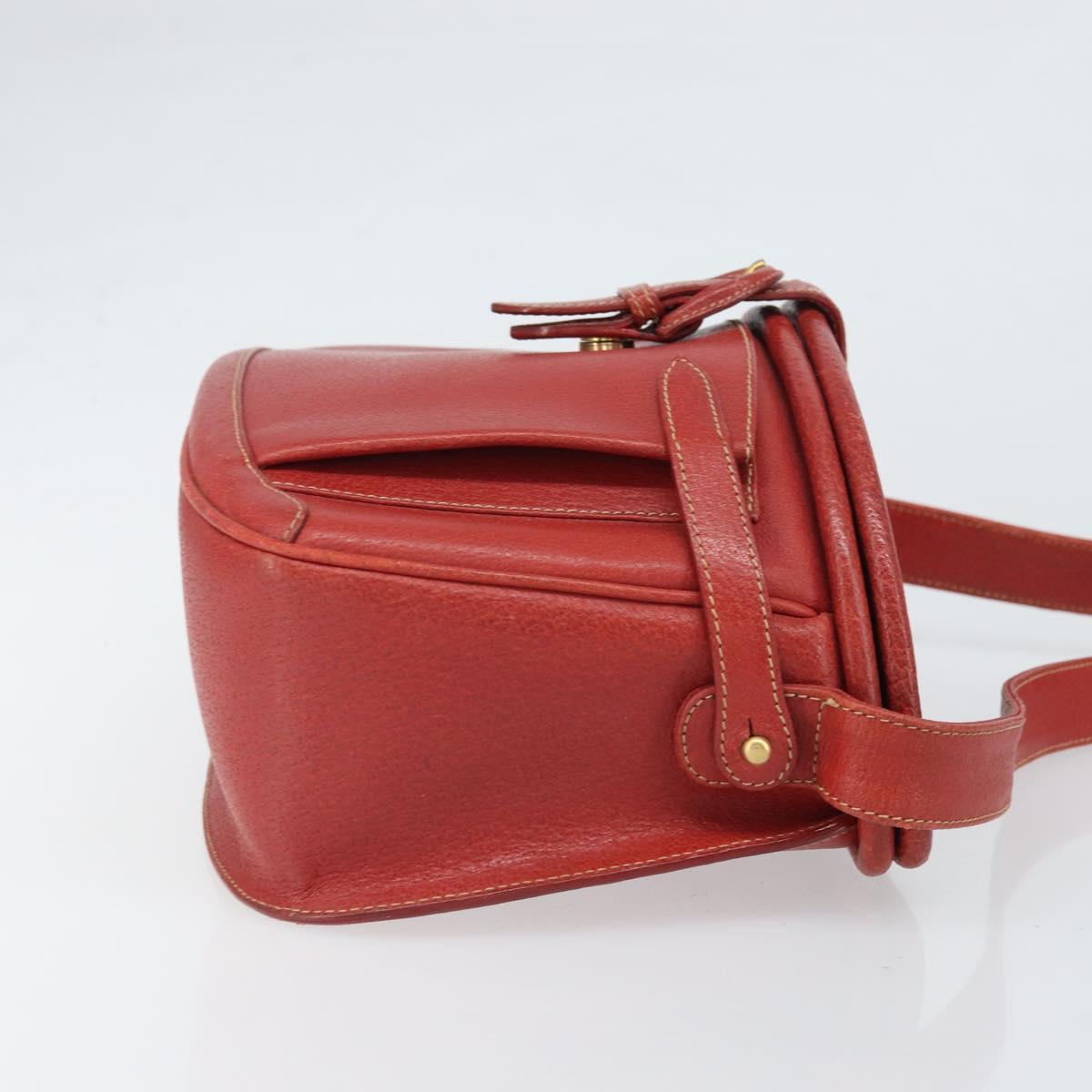 GUCCI Shoulder Bag Leather Red Gold 001 406 1339 Auth 169601