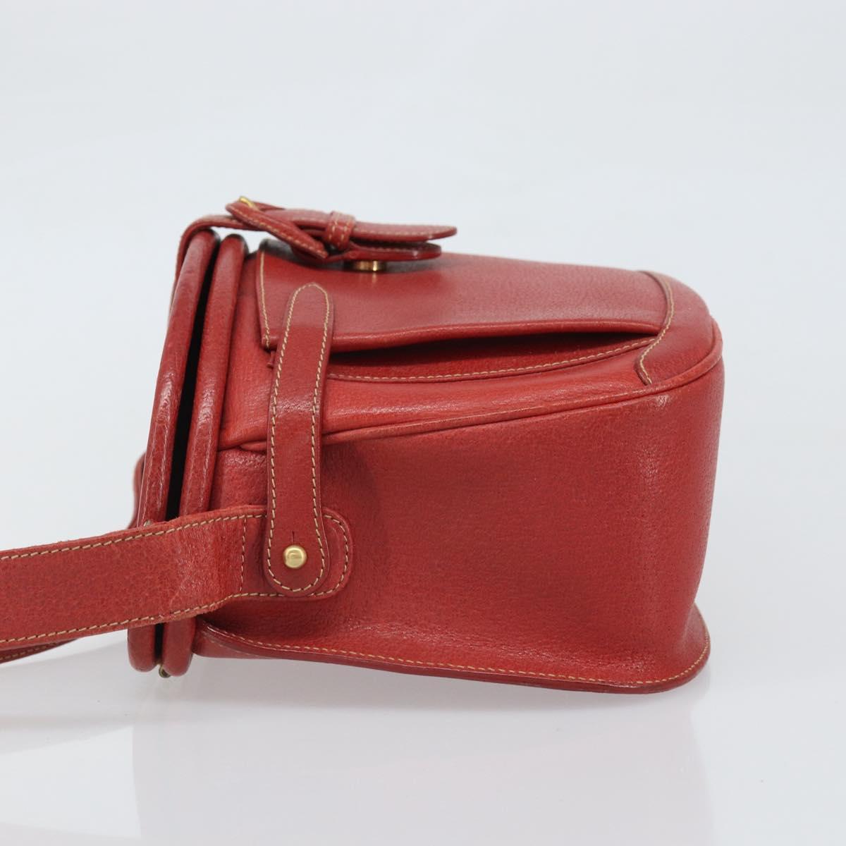 GUCCI Shoulder Bag Leather Red Gold 001 406 1339 Auth 169601