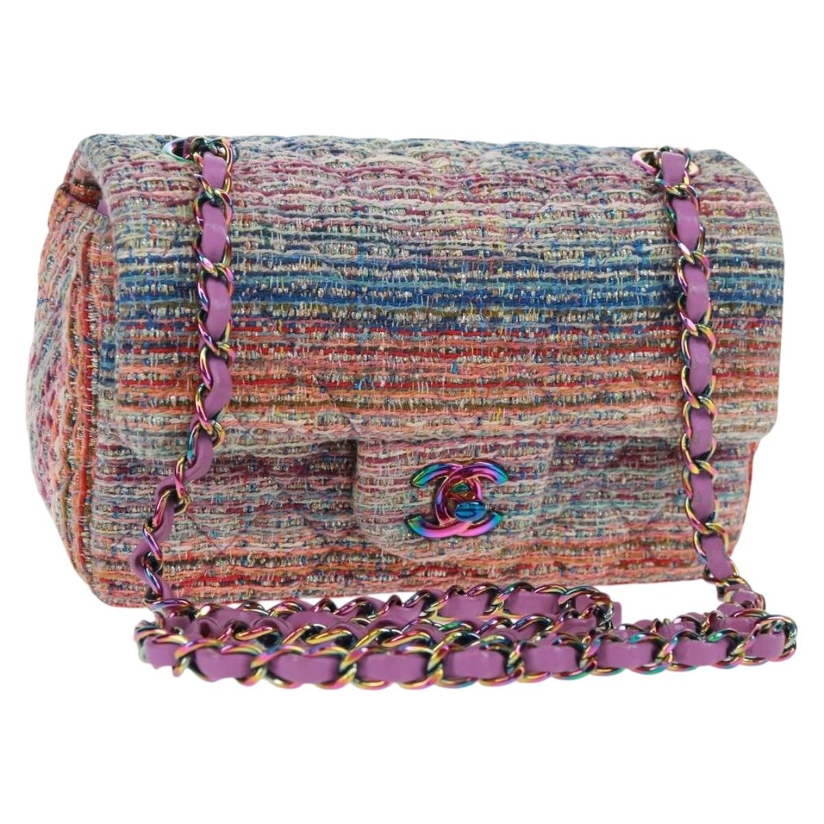 CHANEL Matelasse 20 Chain Shoulder Bag tweed Multicolor CC Auth 169602SM