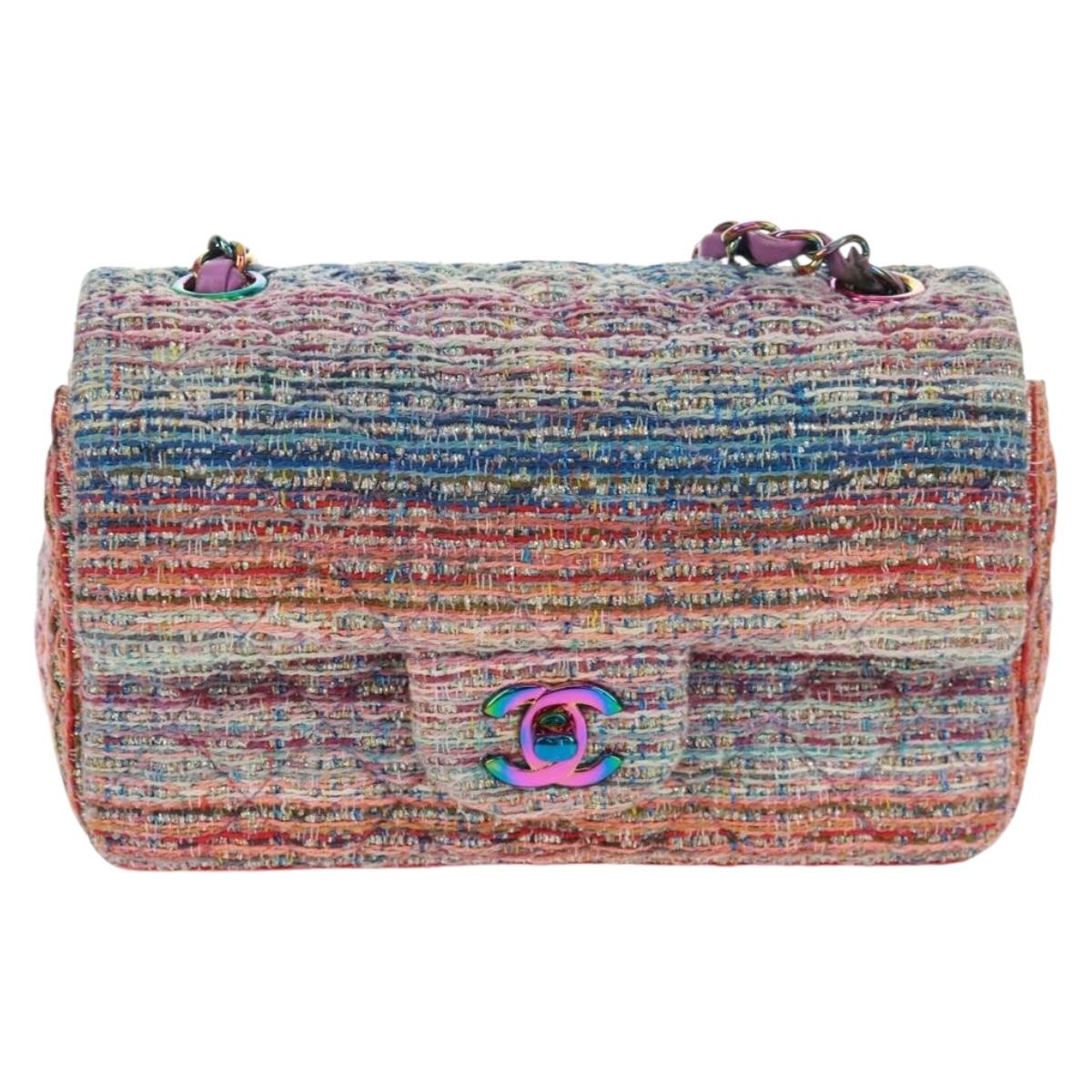 CHANEL Matelasse 20 Chain Shoulder Bag tweed Multicolor CC Auth 169602SM