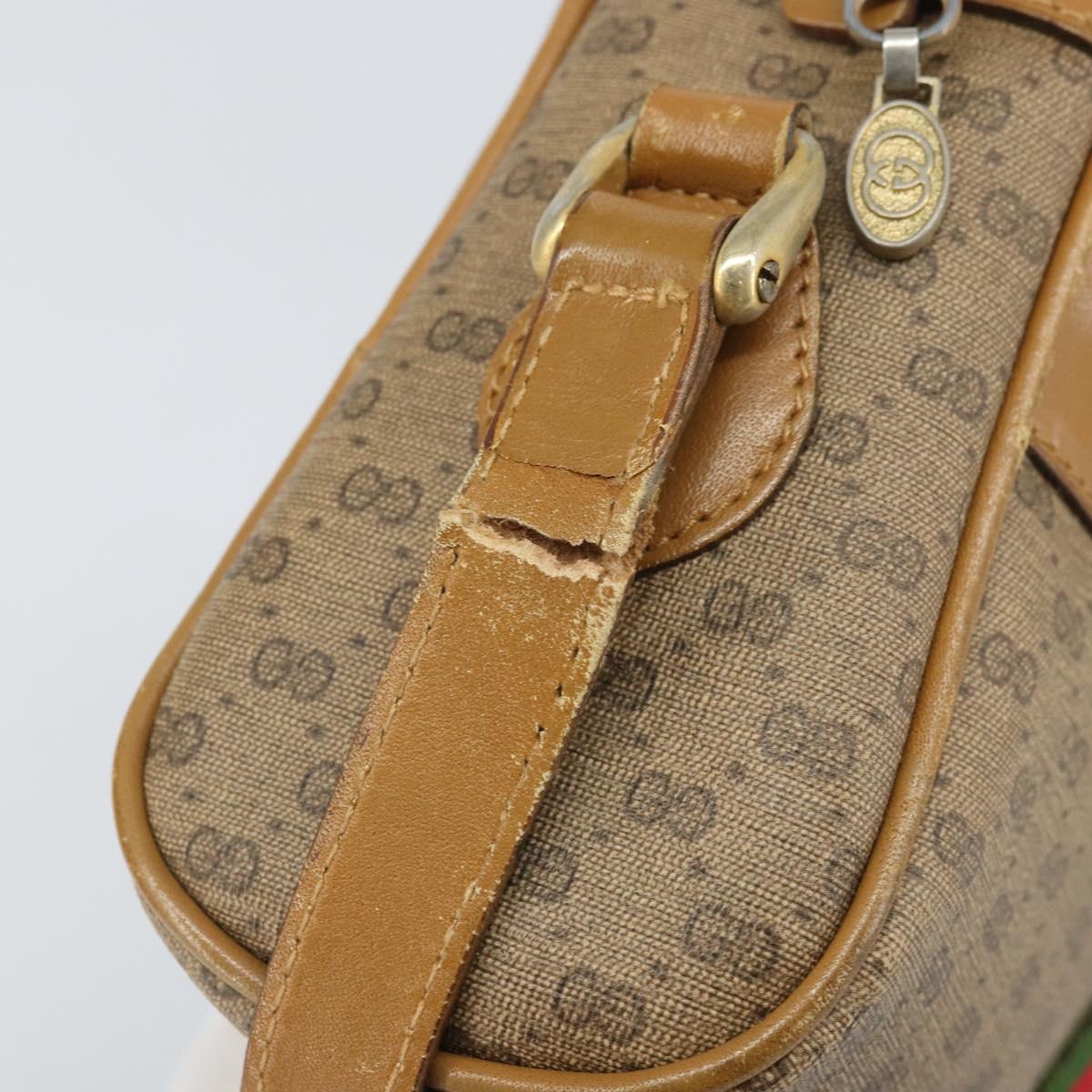 GUCCI Micro GG Supreme Web Sherry Line Shoulder Bag PVC Beige Gold Auth 169606