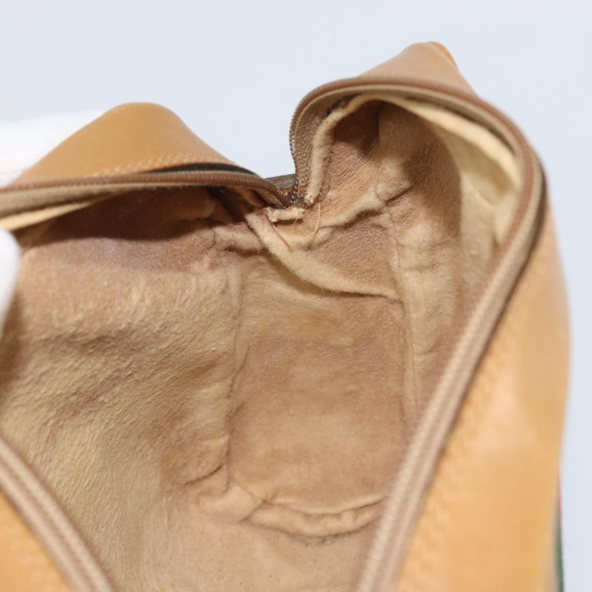 GUCCI Micro GG Supreme Web Sherry Line Shoulder Bag PVC Beige Gold Auth 169606