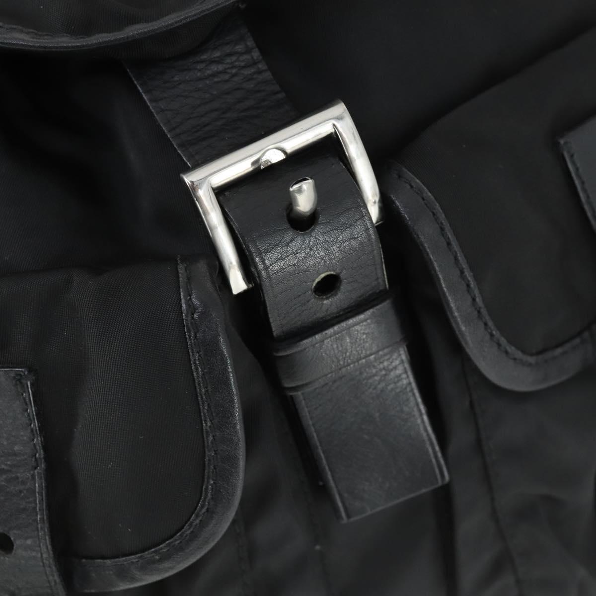 PRADA Backpack Nylon Black Silver Auth 169609