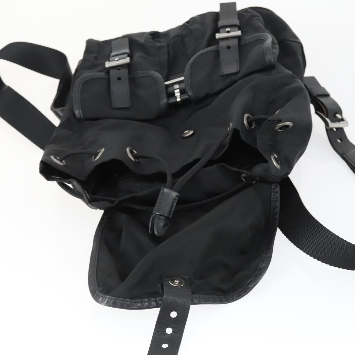 PRADA Backpack Nylon Black Silver Auth 169609