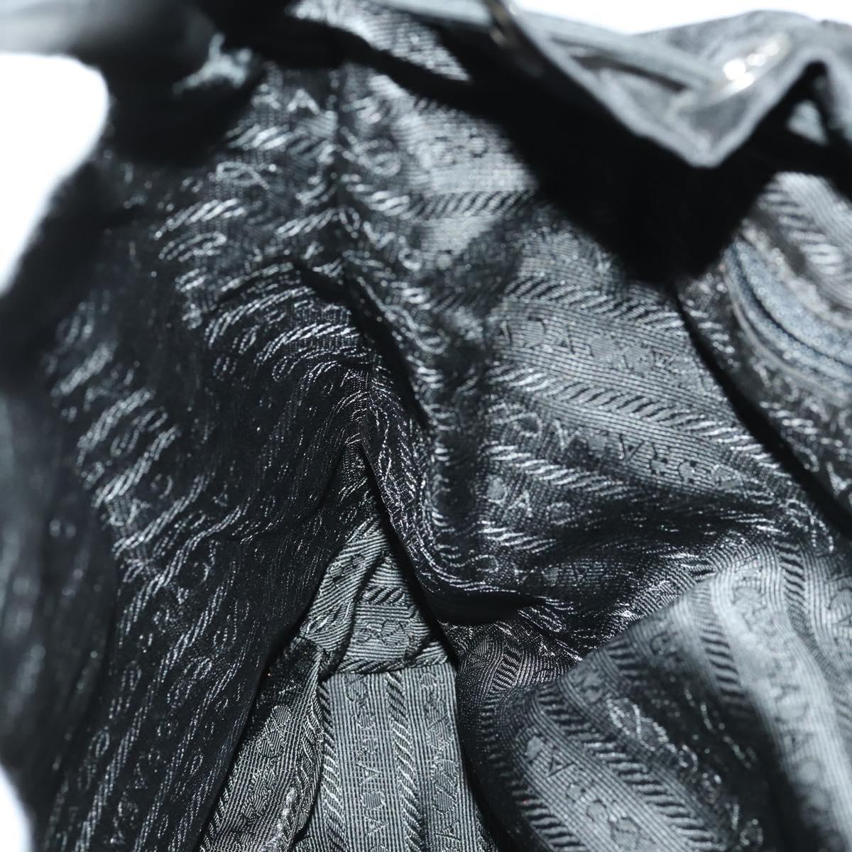 PRADA Backpack Nylon Black Silver Auth 169609