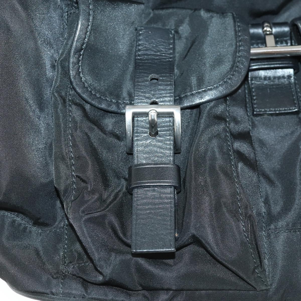 PRADA Backpack Nylon Black Silver Auth 169609