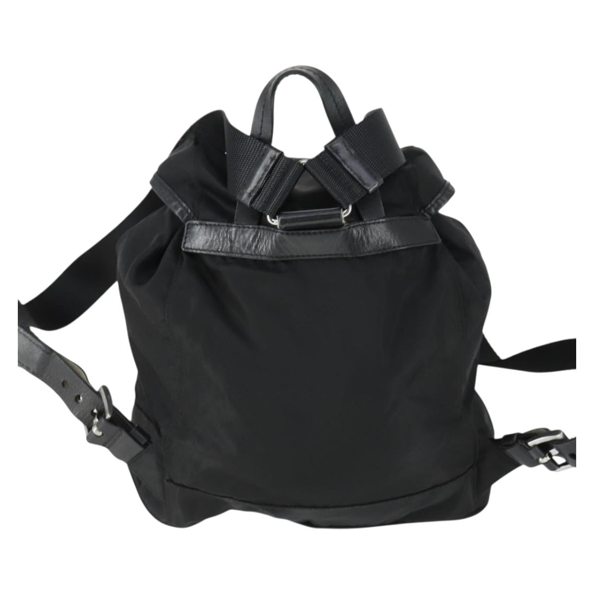 PRADA Backpack Nylon Black Silver Auth 169609