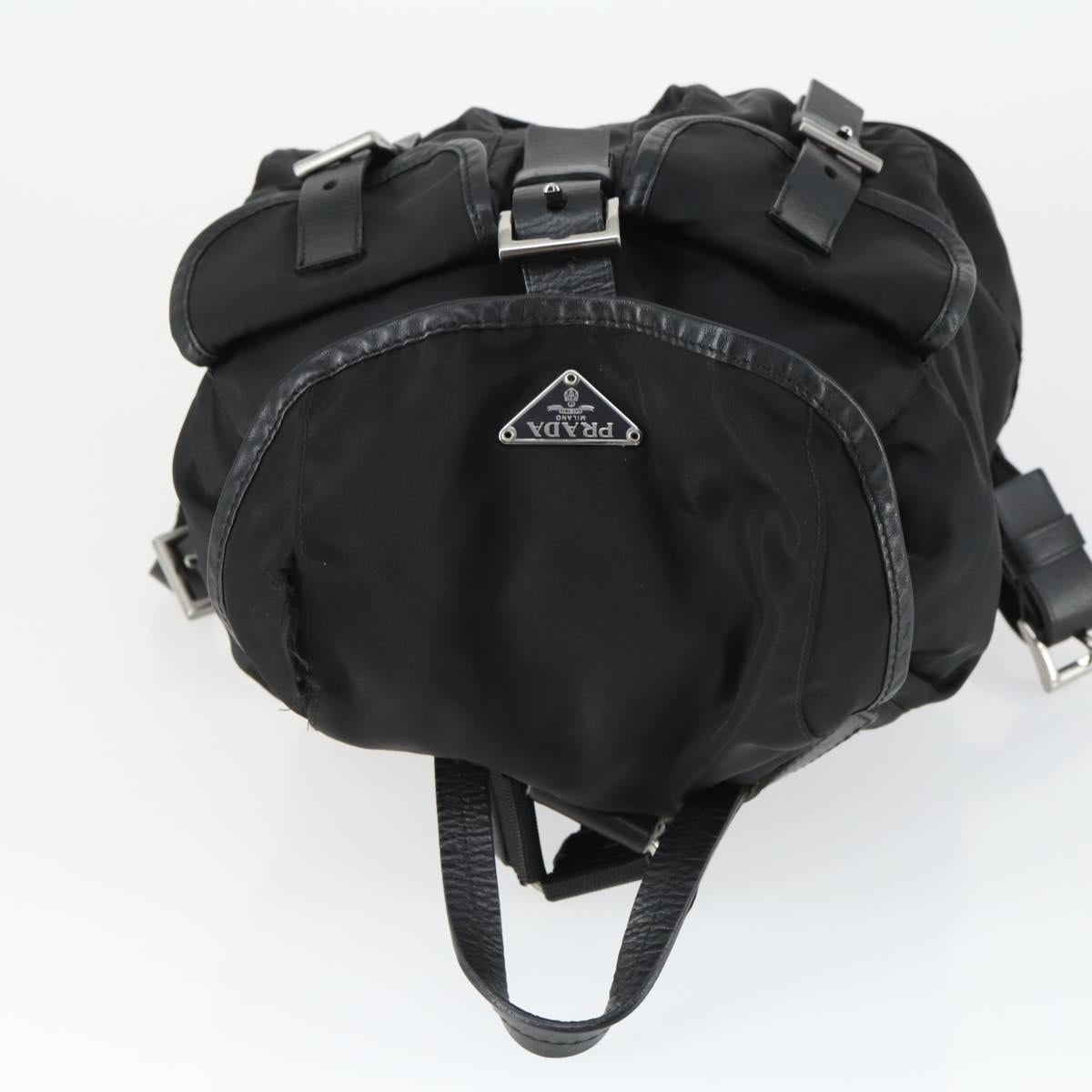 PRADA Backpack Nylon Black Silver Auth 169609