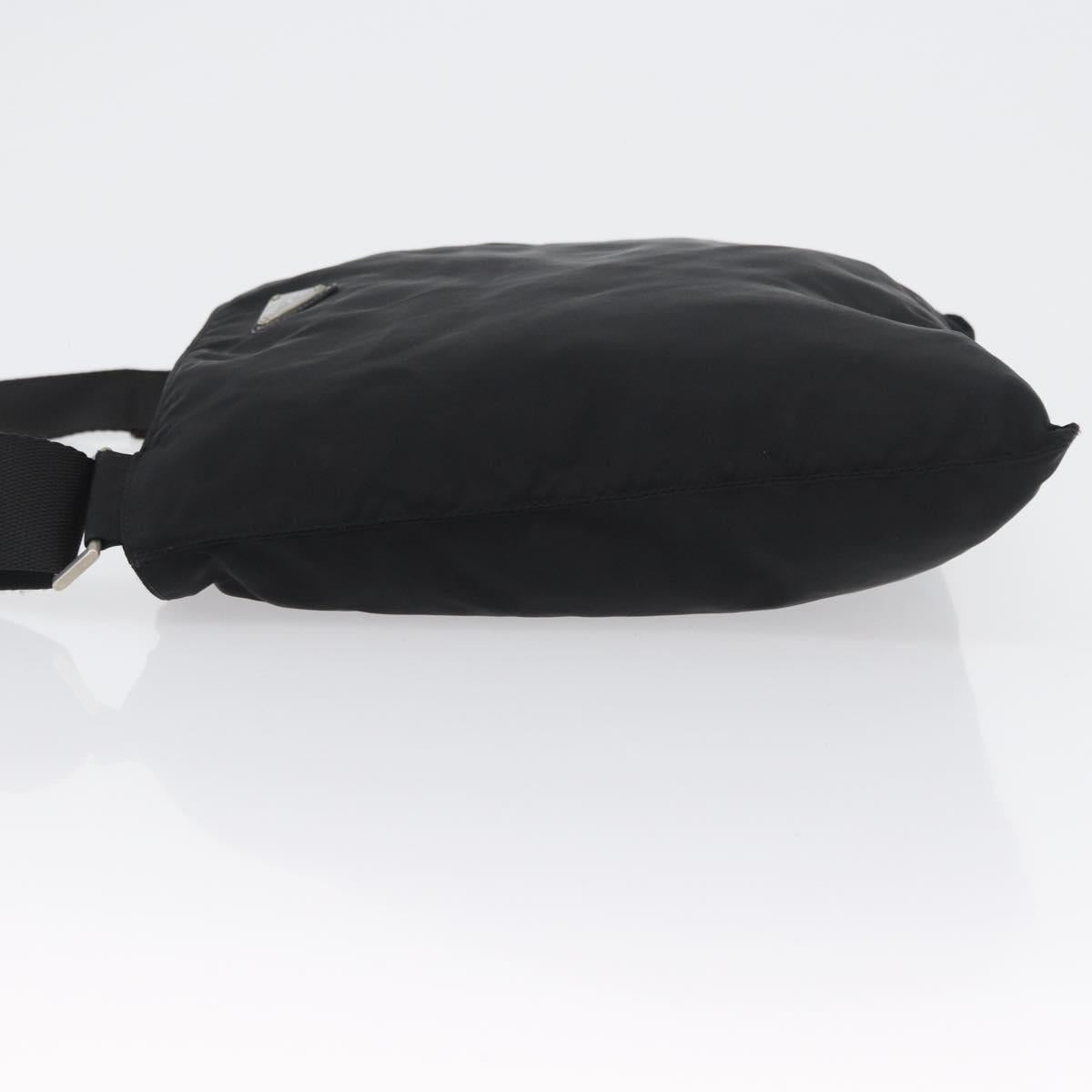 PRADA Shoulder Bag Nylon Black Silver Auth 169612