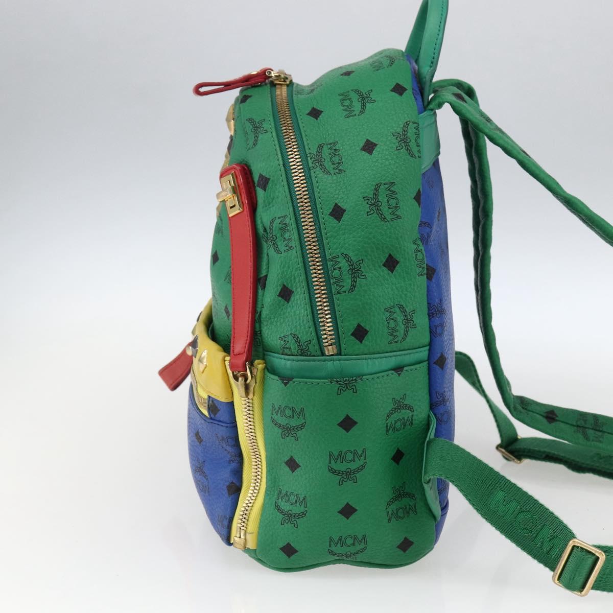 MCM Vicetos Logogram Backpack PVC Leather Multicolor Gold Auth 169613A