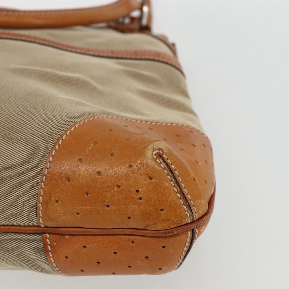 GUCCI Shoulder Bag Canvas Beige Silver 114875 Auth 169627