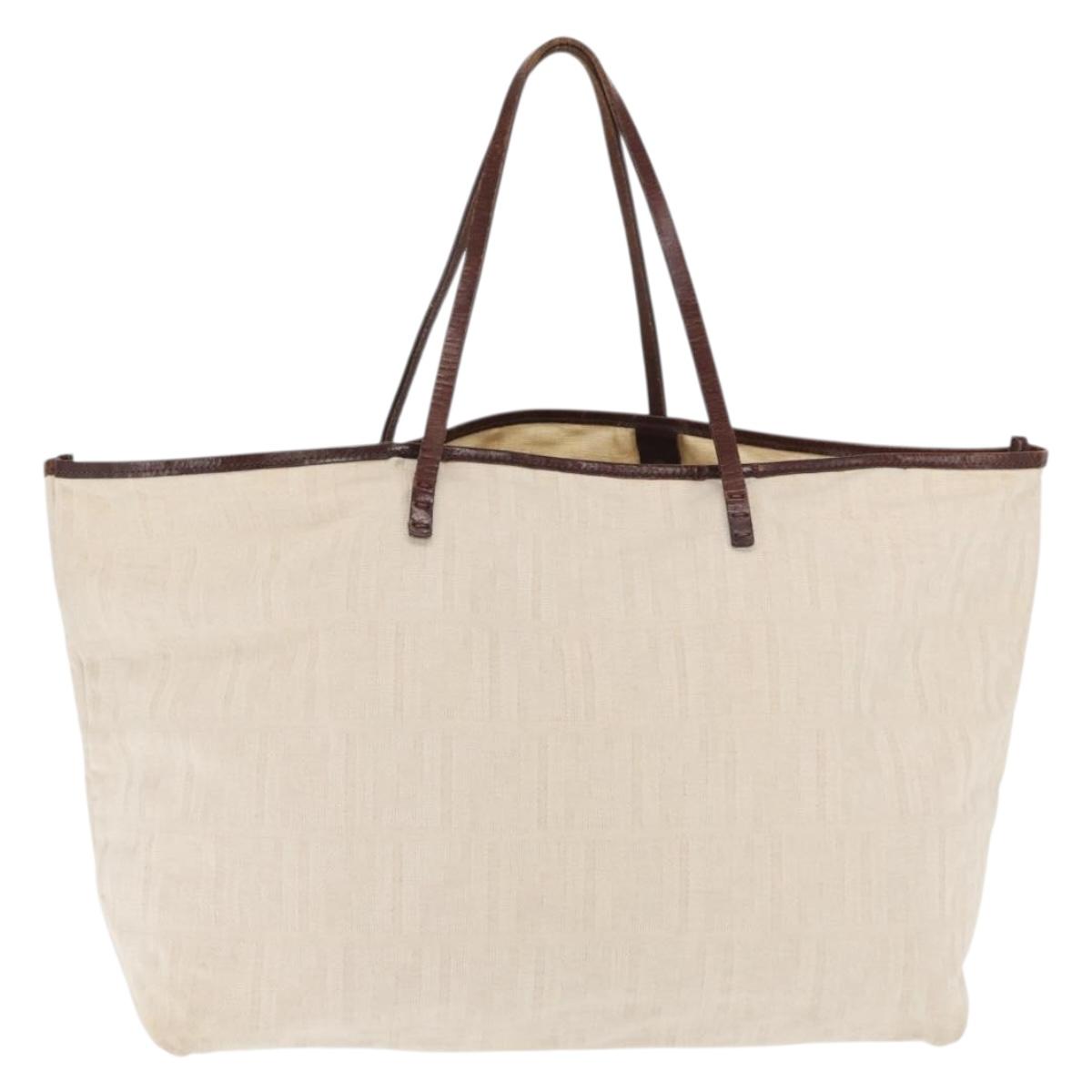 FENDI Zucca Canvas Tote Bag Ivory Auth 169632