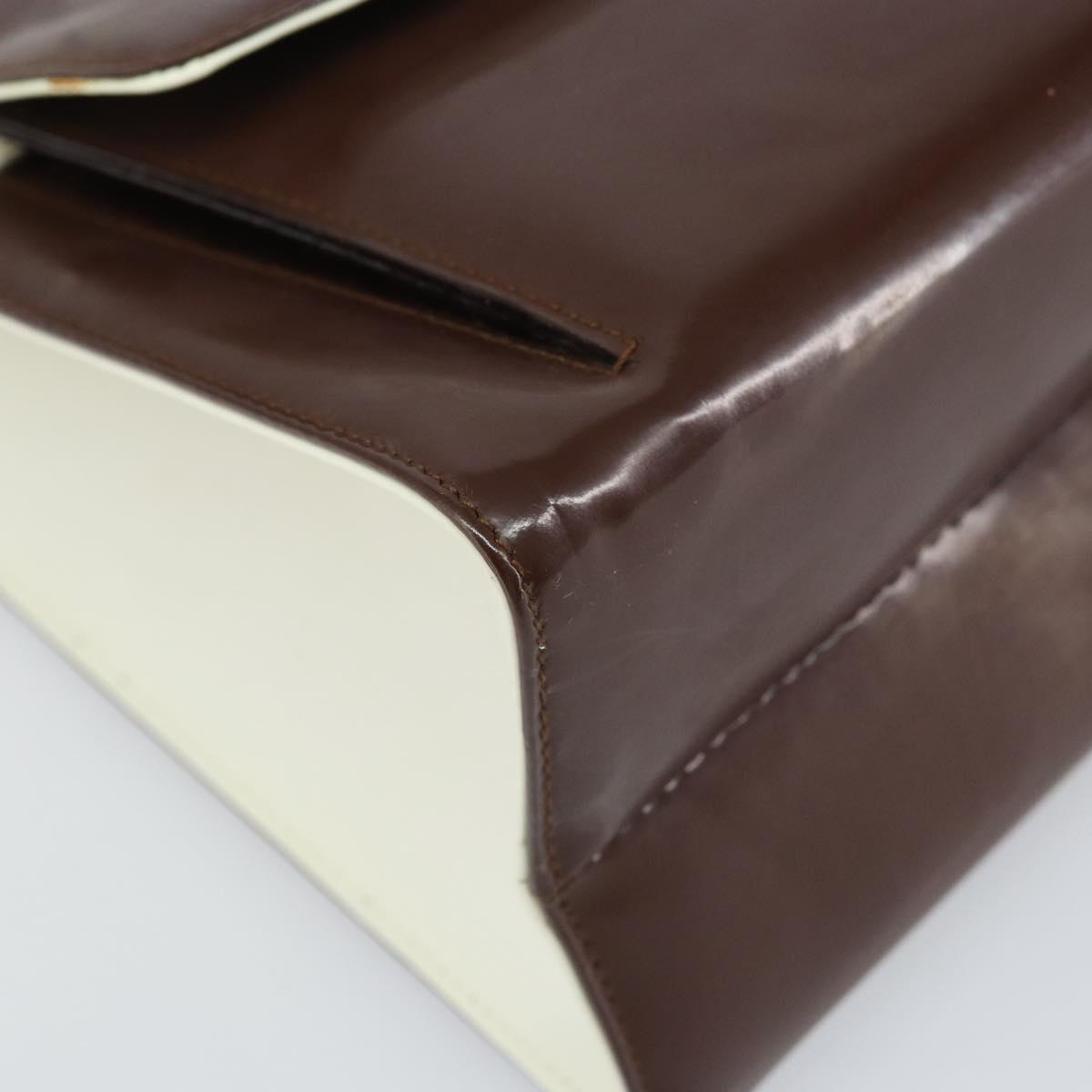 Salvatore Ferragamo Gancini Tote Bag Patent leather Brown Gold Auth 169637