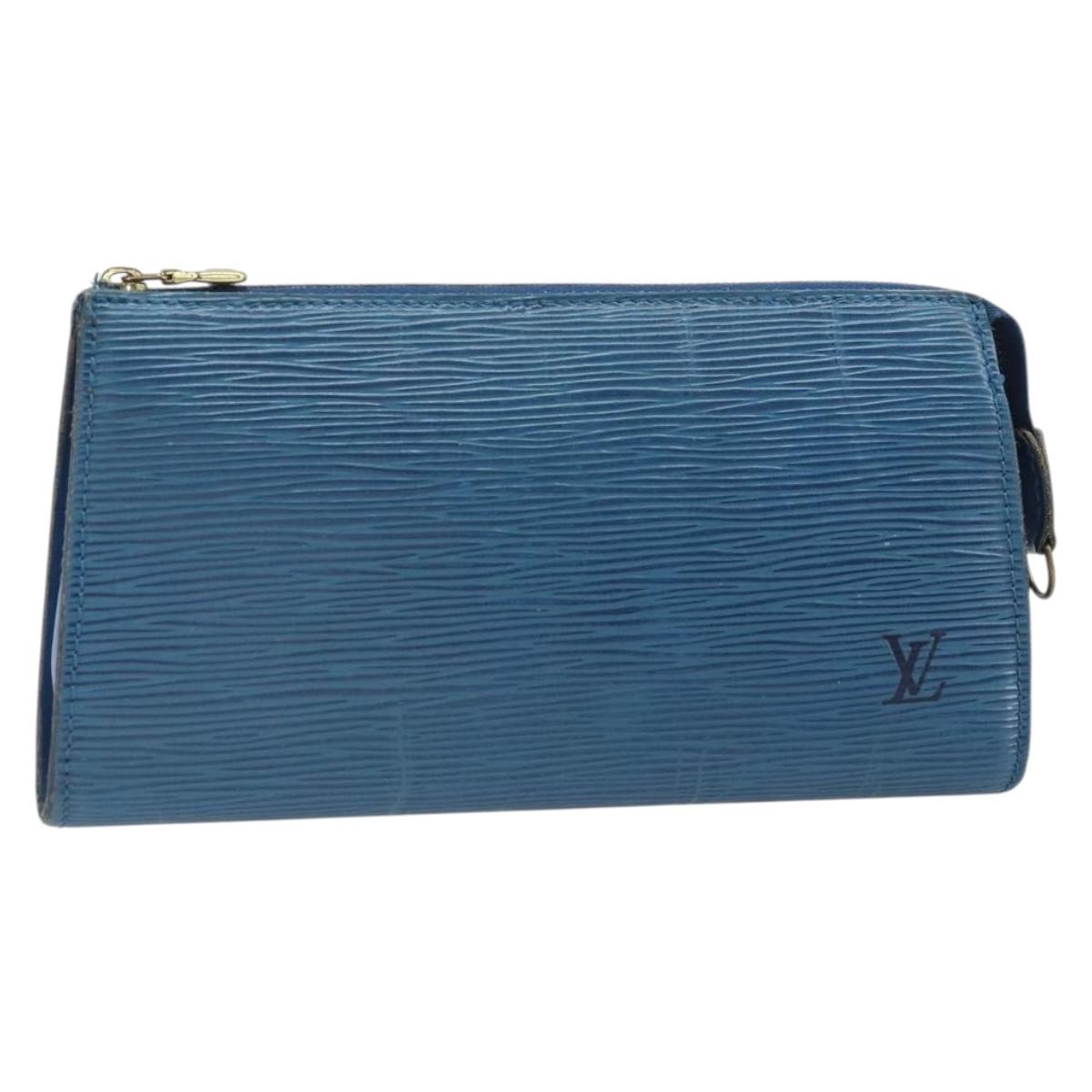 LOUIS VUITTON Epi Pochette Accessoires Pouch Blue M52985 LV Auth 169639