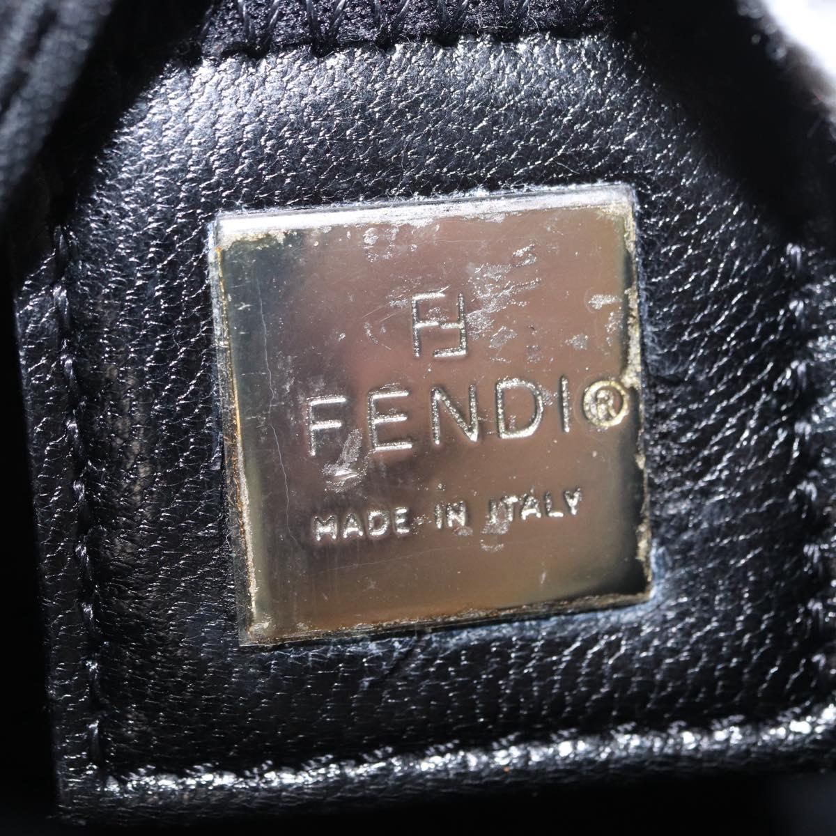 FENDI Mini Croissant Hand Bag Nylon Black Silver Auth 169646