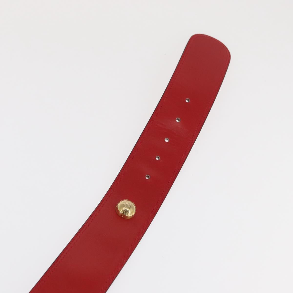 CELINE Belt Leather 36.6"" Gold Red Auth 169651V