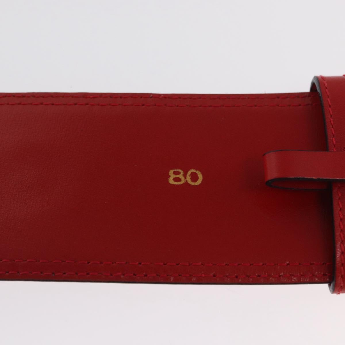 CELINE Belt Leather 36.6"" Gold Red Auth 169651V