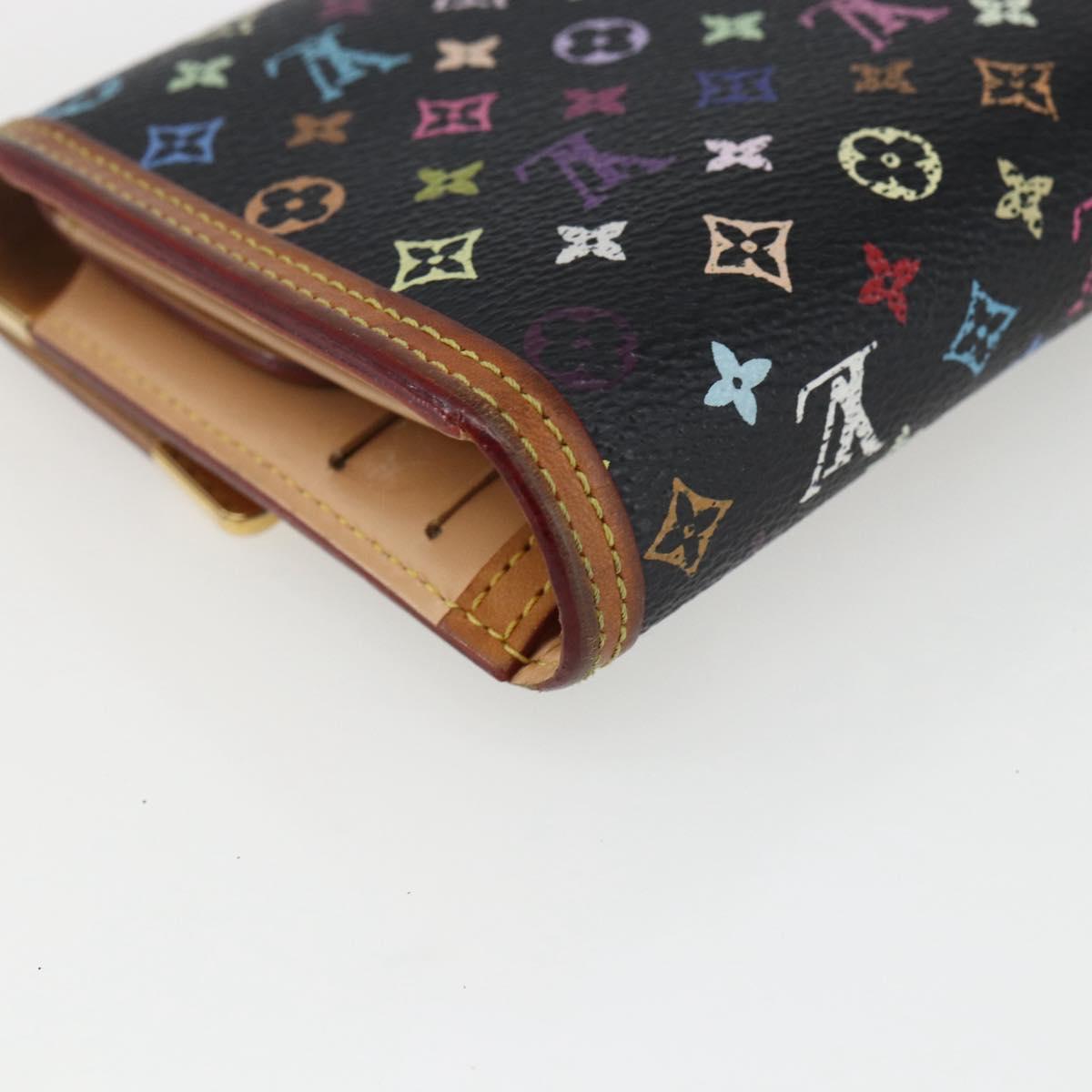 LOUIS VUITTON Monogram Multicolor Porte Tresor Wallet Black M92658 Auth 169654
