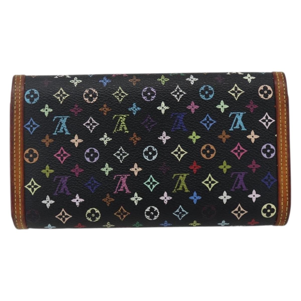 LOUIS VUITTON Monogram Multicolor Porte Tresor Wallet Black M92658 Auth 169654