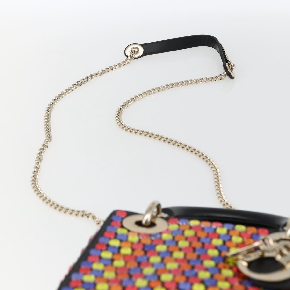 Christian Dior Chain Lady Dior Bag Leather 2way Multicolor Gold Auth 169657SM