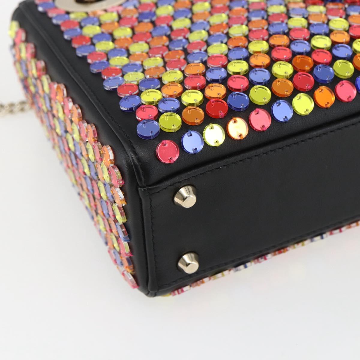 Christian Dior Chain Lady Dior Bag Leather 2way Multicolor Gold Auth 169657SM