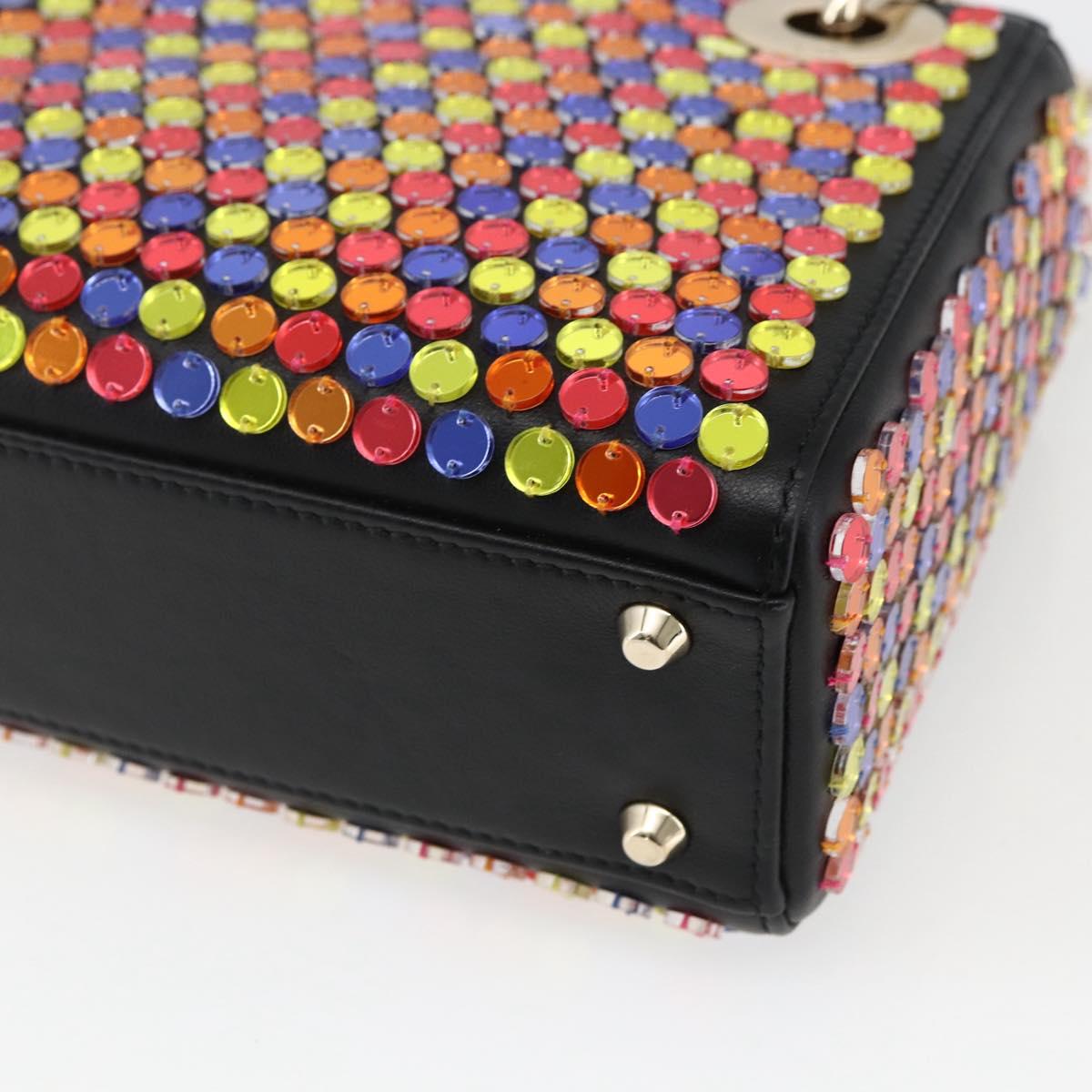 Christian Dior Chain Lady Dior Bag Leather 2way Multicolor Gold Auth 169657SM