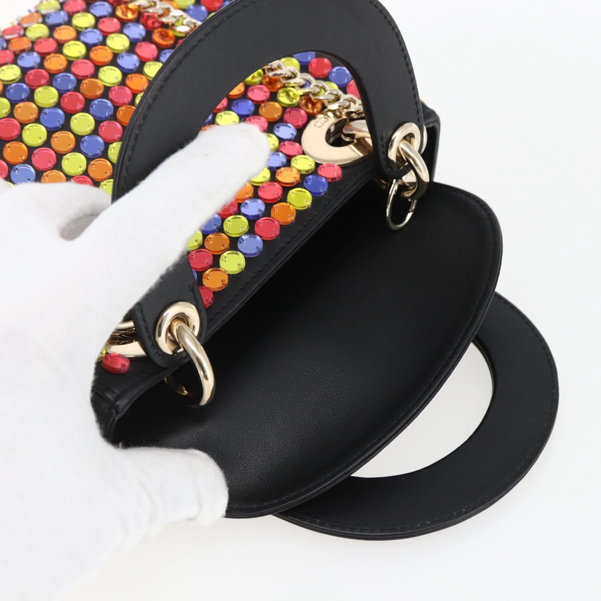Christian Dior Chain Lady Dior Bag Leather 2way Multicolor Gold Auth 169657SM
