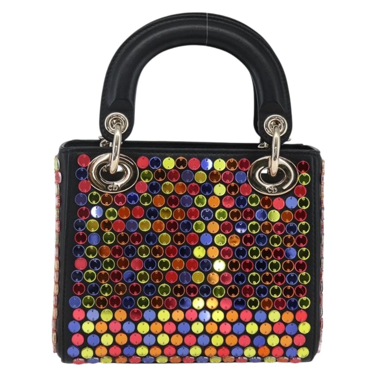 Christian Dior Chain Lady Dior Bag Leather 2way Multicolor Gold Auth 169657SM