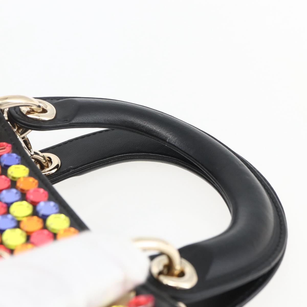 Christian Dior Chain Lady Dior Bag Leather 2way Multicolor Gold Auth 169657SM