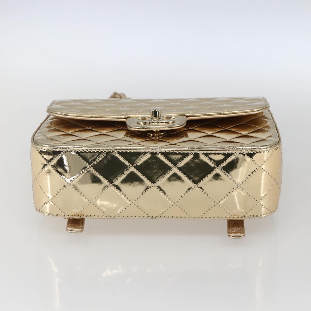 CHANEL Matelasse Backpack Patent leather Gold CC Auth 169659SM