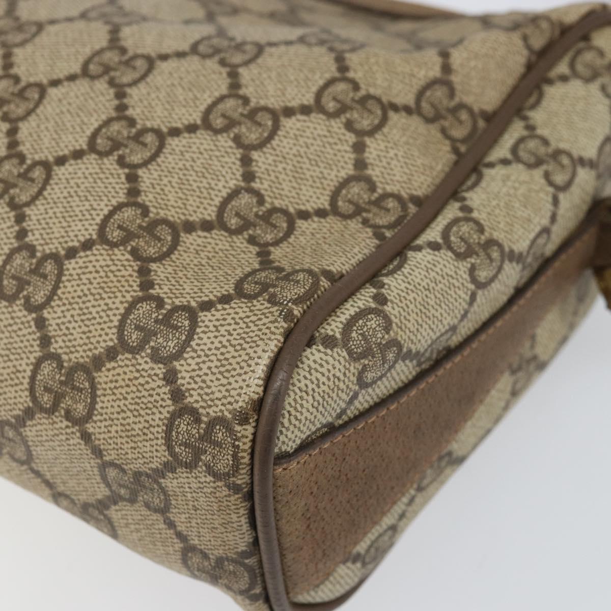 GUCCI GG Supreme Web Sherry Line Bag PVC Beige Gold 89 02 017 Auth 169674