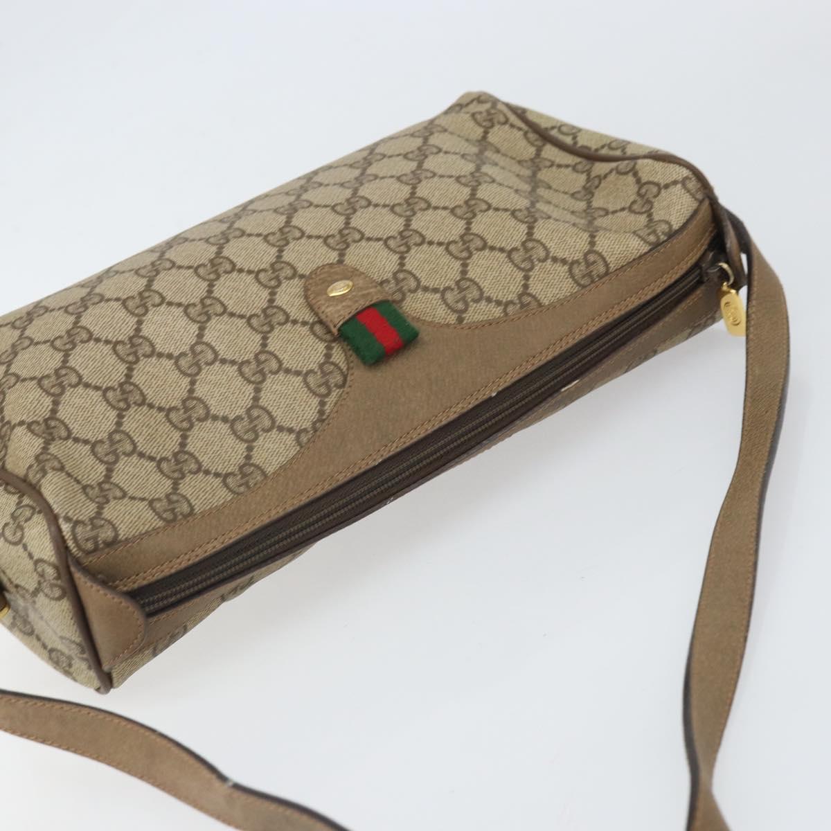 GUCCI GG Supreme Web Sherry Line Bag PVC Beige Gold 89 02 017 Auth 169674