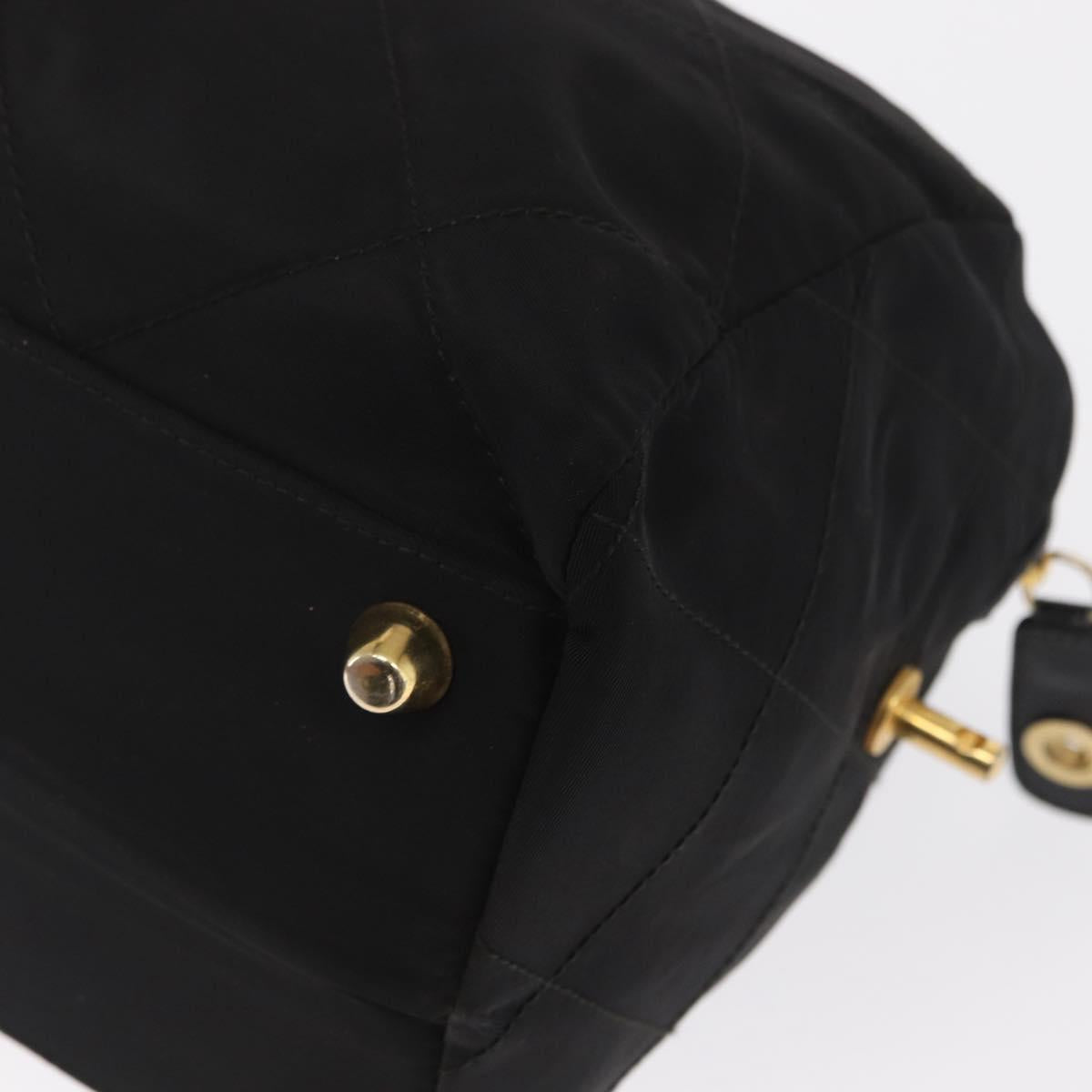 PRADA Chain Hand Bag Nylon Black Gold Auth 169679