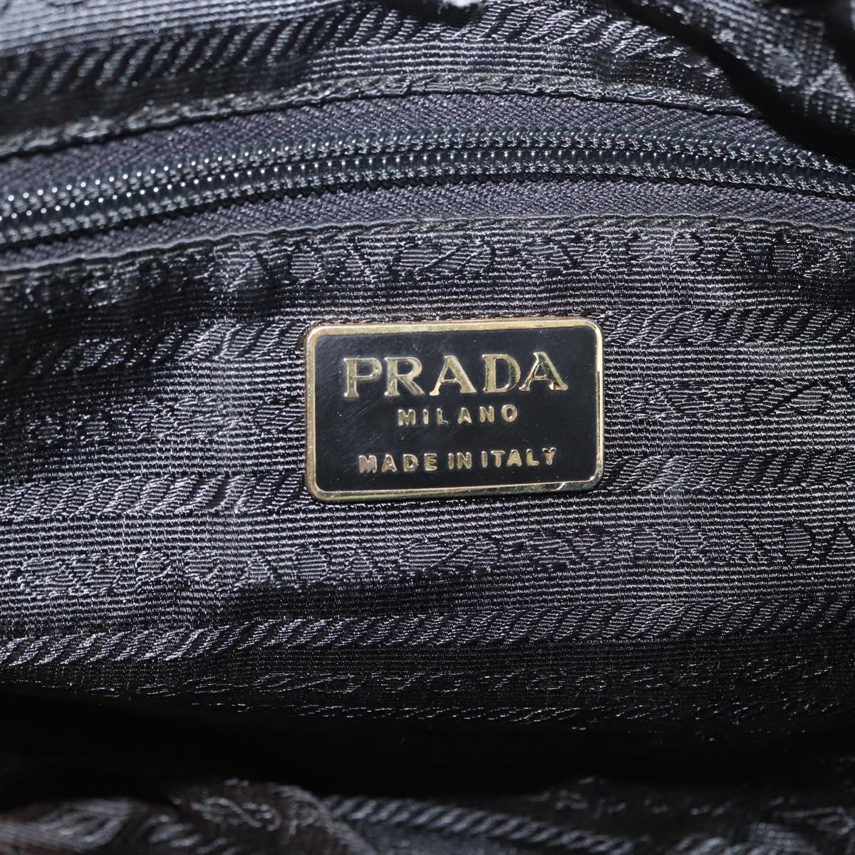 PRADA Chain Hand Bag Nylon Black Gold Auth 169679