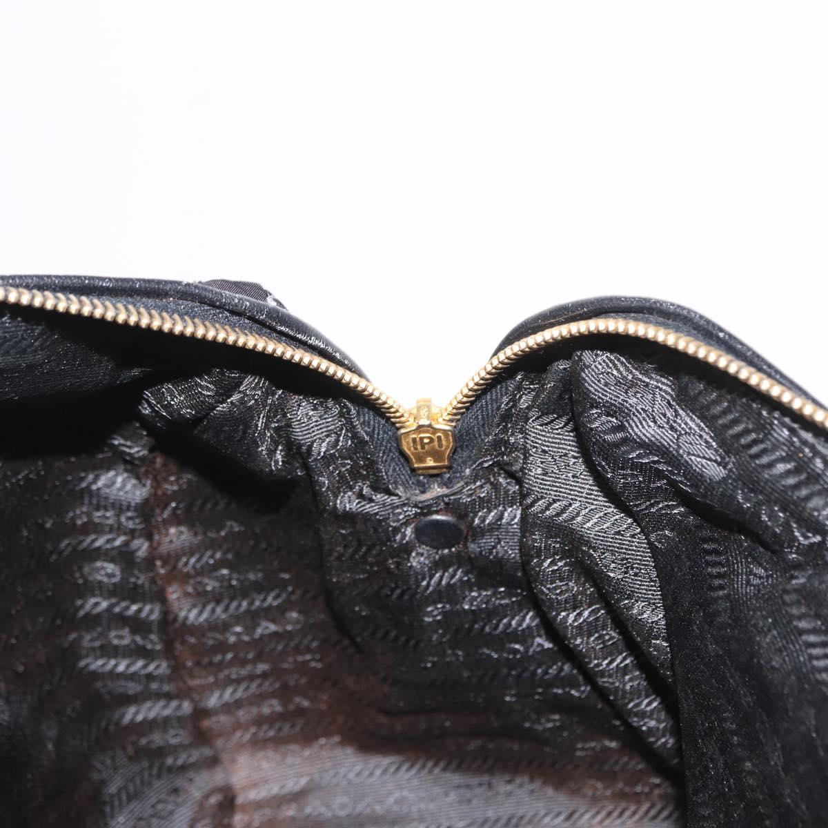 PRADA Chain Hand Bag Nylon Black Gold Auth 169679