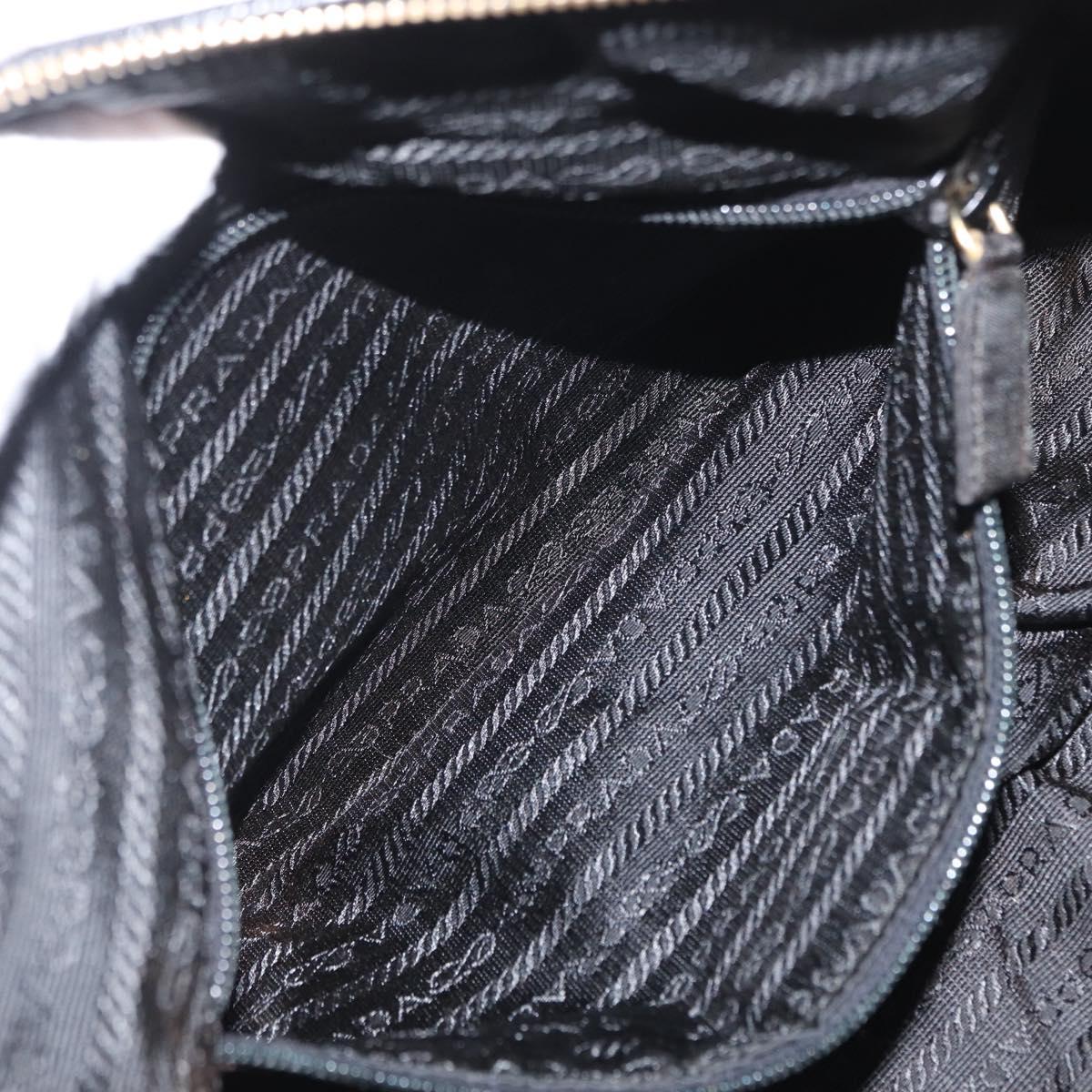 PRADA Chain Hand Bag Nylon Black Gold Auth 169679