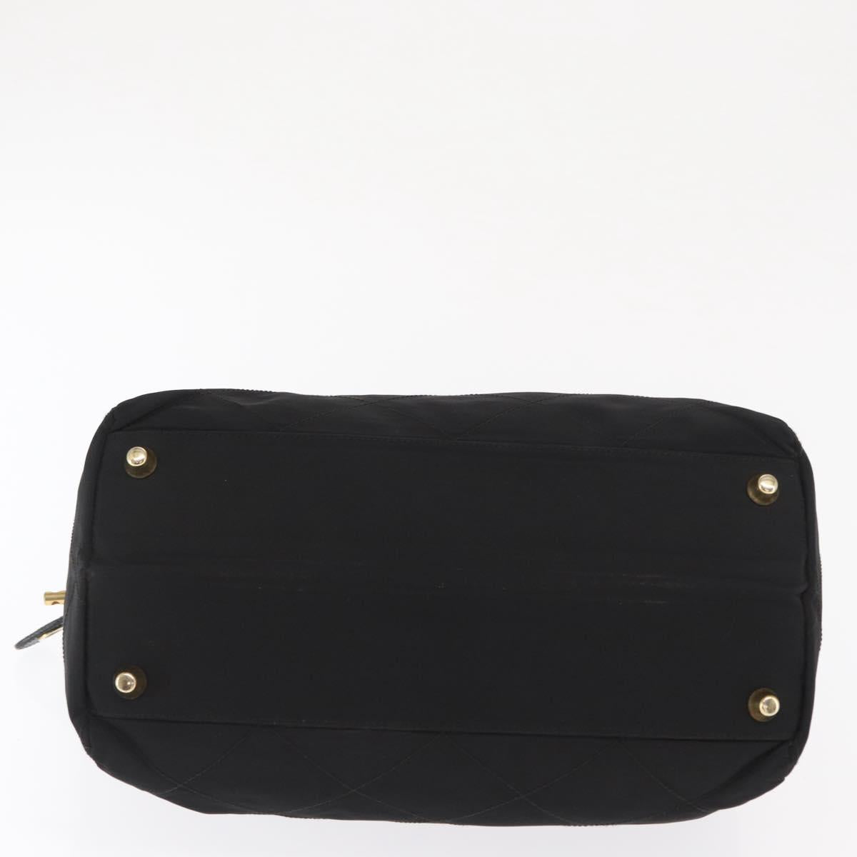 PRADA Chain Hand Bag Nylon Black Gold Auth 169679